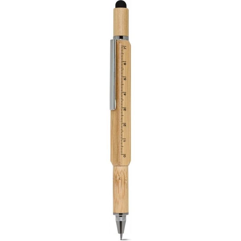 Penna multifunzione in bamboo personalizzata B11249