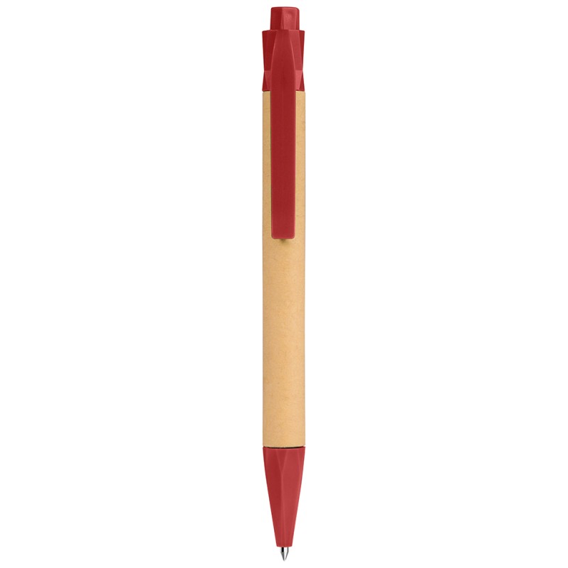 Penna a sfera in cartone riciclato e pla rossa personalizzata B11250R