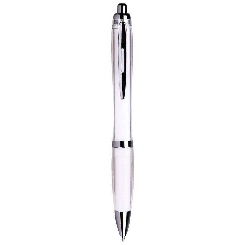 Penna a sfera in rpet e metallo bianca personalizzata B11255B