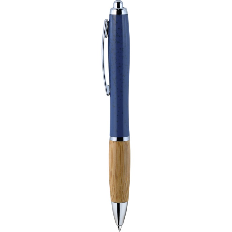 Penna a sfera in paglia di grano blu royal personalizzata B11268BL