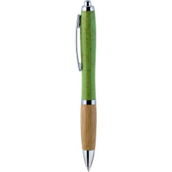 Penna a sfera in paglia di grano verde acido personalizzata B11268VA