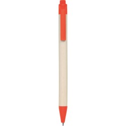 Penna a sfera in cartone riciclato del latte e pla arancione personalizzata B11271A
