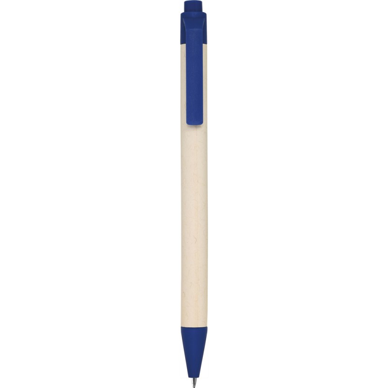 Penna a sfera in cartone riciclato del latte e pla blu royal personalizzata B11271BL