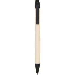 Penna a sfera in cartone riciclato del latte e pla nera personalizzata B11271N