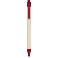 Penna a sfera in cartone riciclato del latte e pla rossa personalizzata B11271R