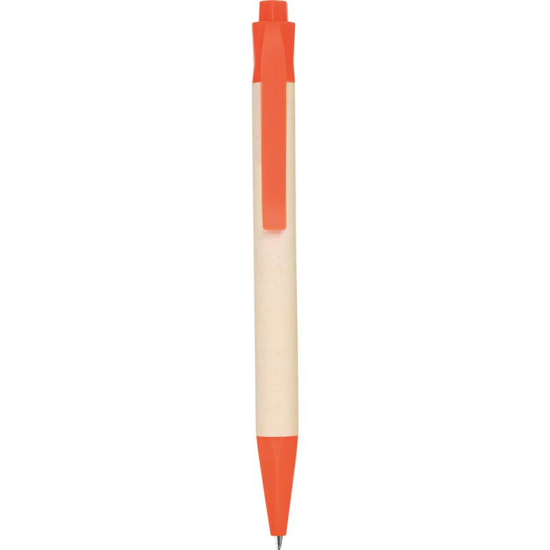 Penna a sfera in cartone riciclato del latte e pla arancione personalizzata B11272A