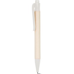 Penna a sfera in cartone riciclato del latte e pla bianca personalizzata B11272B