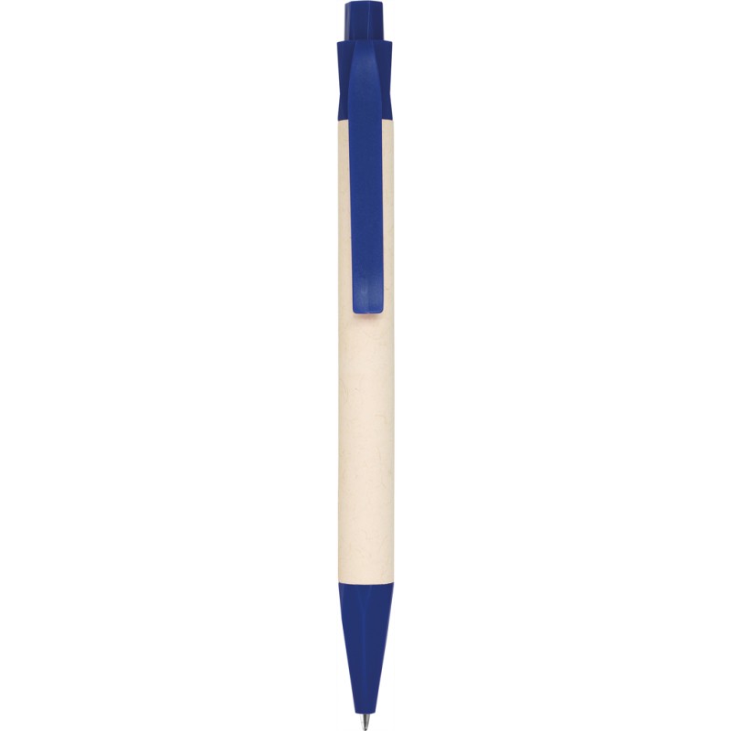 Penna a sfera in cartone riciclato del latte e pla blu royal personalizzata B11272BL