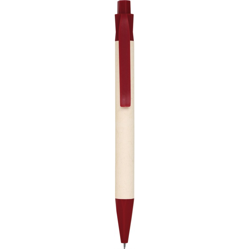 Penna a sfera in cartone riciclato del latte e pla rossa personalizzata B11272R