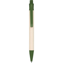 Penna a sfera in cartone riciclato del latte e pla verde personalizzata B11272V