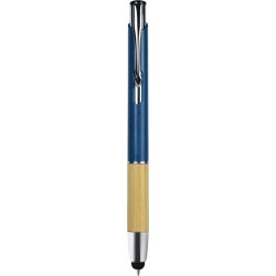 Penna a sfera con touch screen in paglia di grano blu royal personalizzata B11273BL
