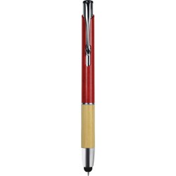 Penna a sfera con touch screen in paglia di grano rossa personalizzata B11273R