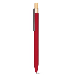 Penna a sfera soft touch in alluminio riciclato metallo bambù rossa personalizzata B11290R Penna a sfera soft touch in alluminio riciclato metallo bambù rossa personalizzata B11290R