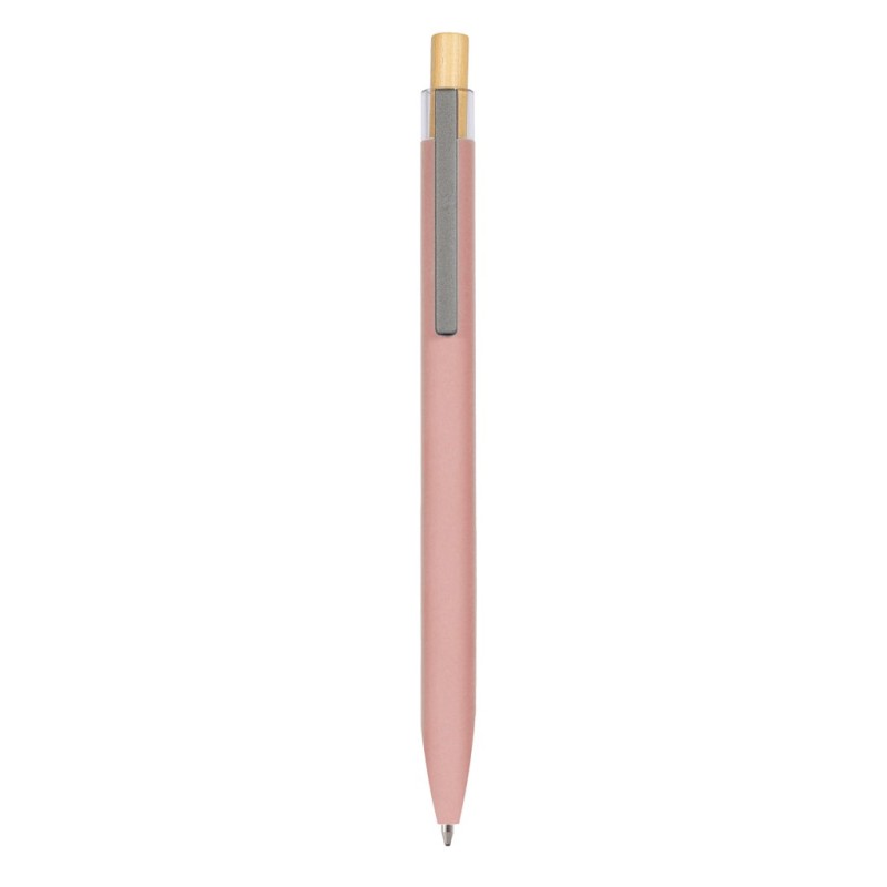 Penna a sfera soft touch in alluminio riciclato metallo bambù rosa personalizzata B11290RS Penna a sfera soft touch in alluminio riciclato metallo bambù rosa personalizzata B11290RS
