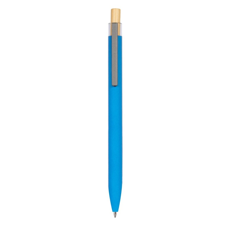 Penna a sfera soft touch in alluminio riciclato metallo bambù blu sky personalizzata B11290SK Penna a sfera soft touch in alluminio riciclato metallo bambù blu sky personalizzata B11290SK