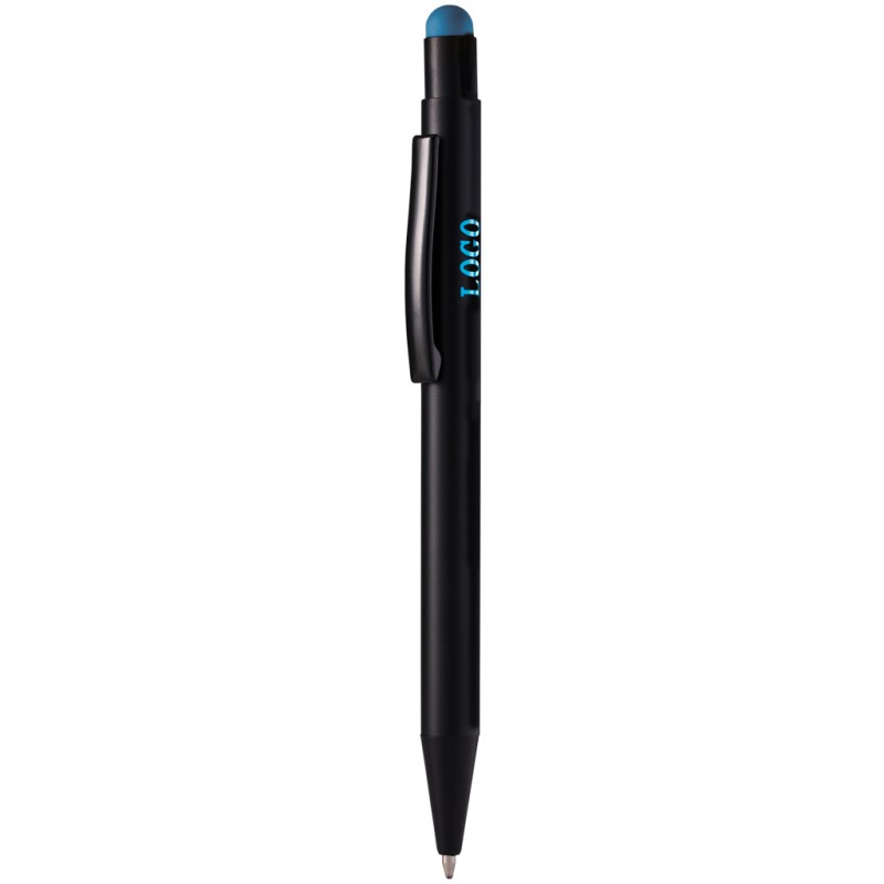Penna a sfera soft touch in alluminio con touch screen blu sky personalizzata B11291SK
