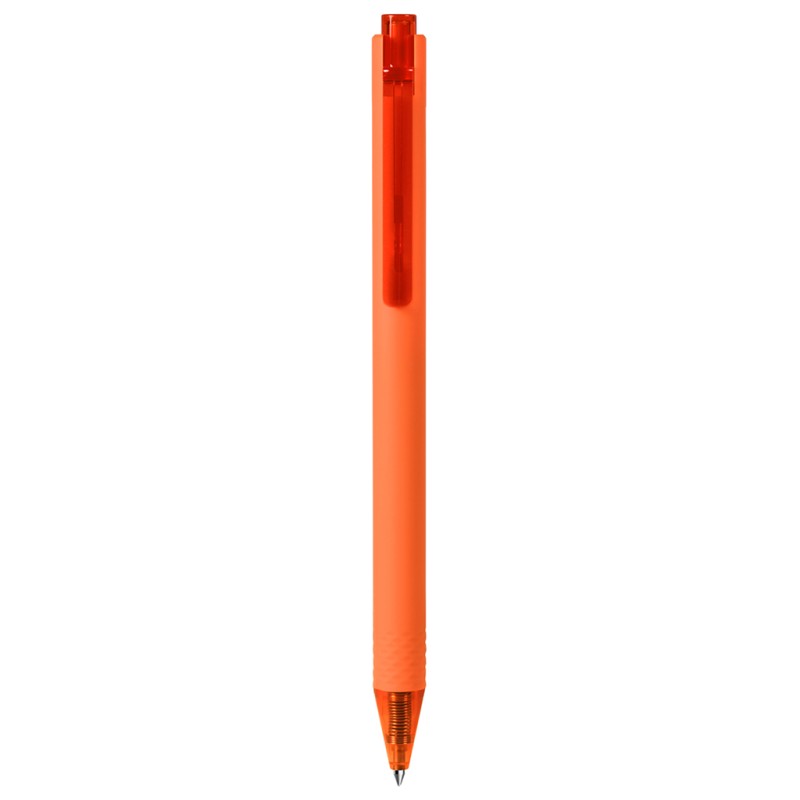 Penna con inchiostro gel in plastica soft touch arancione personalizzata B11299A