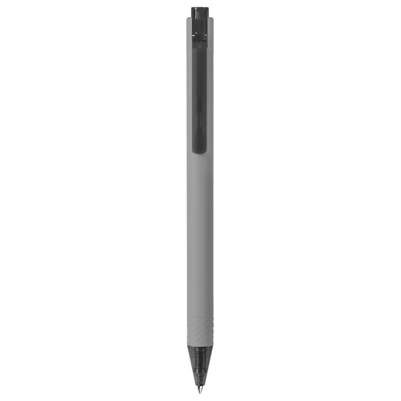 Penna con inchiostro gel in plastica soft touch grigia personalizzata B11299GR