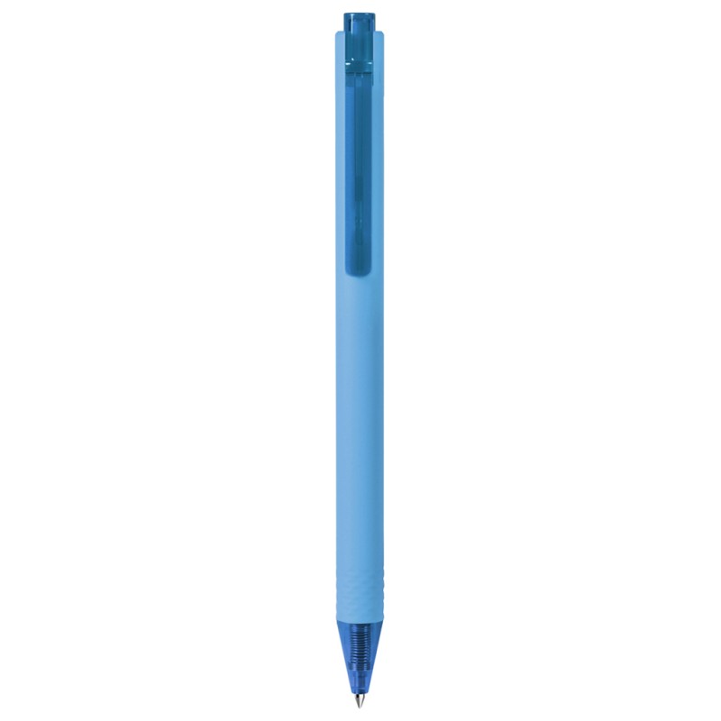 Penna con inchiostro gel in plastica soft touch blu sky personalizzata B11299SK