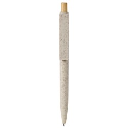 Penna a sfera con refill blu in paglia di grano bianca personalizzata B11301B