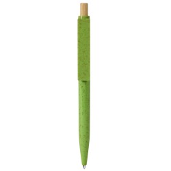 Penna a sfera con refill blu in paglia di grano verde acido personalizzata B11301VA