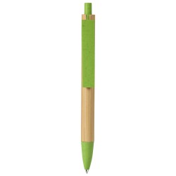 Penna a sfera con refill blu in bambù verde acido personalizzata B11302VA Penna a sfera con refill blu in bambù verde acido personalizzata B11302VA