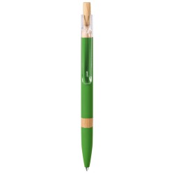 Penna a sfera con refill blu in alluminio riciclato soft touch e bambù verde acido personalizzata B11303VA Penna a sfera con refill blu in alluminio riciclato soft touch e bambù verde acido personalizzata B11303VA