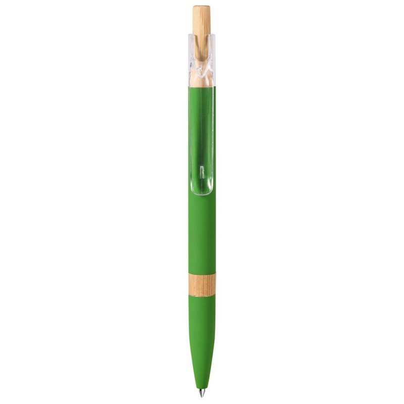 Penna a sfera con refill blu in alluminio riciclato soft touch e bambù verde acido personalizzata B11303VA Penna a sfera con refill blu in alluminio riciclato soft touch e bambù verde acido personalizzata B11303VA