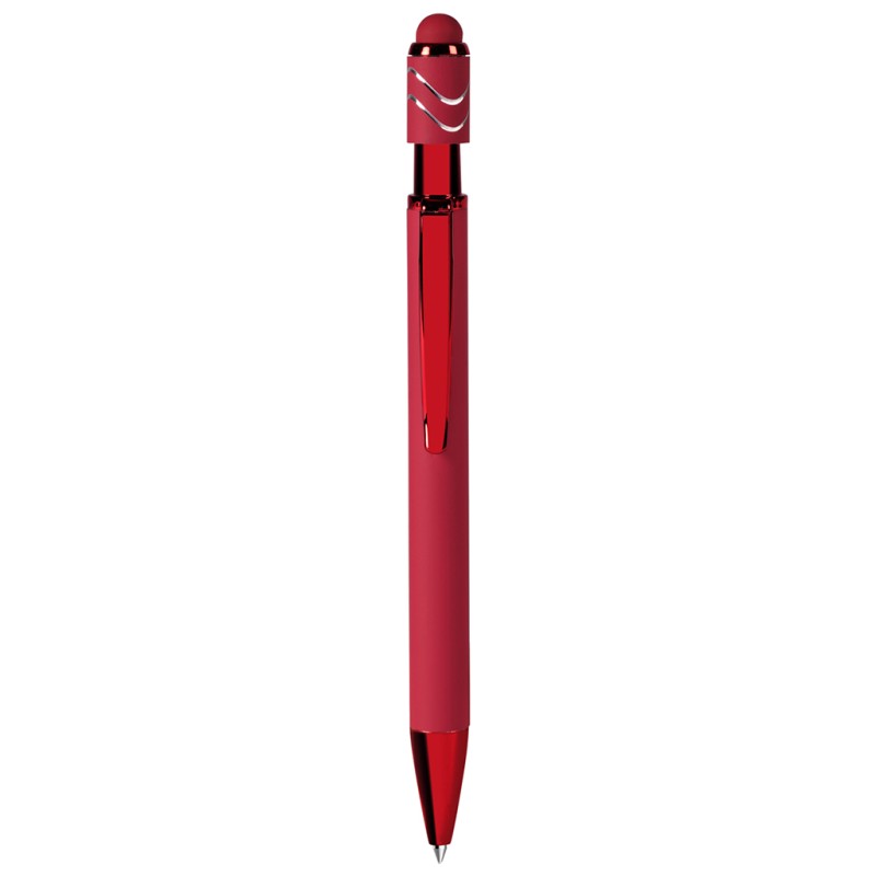 Penna a sfera touch screen con antistress fidget spinner e refill blu rossa personalizzata B11304R