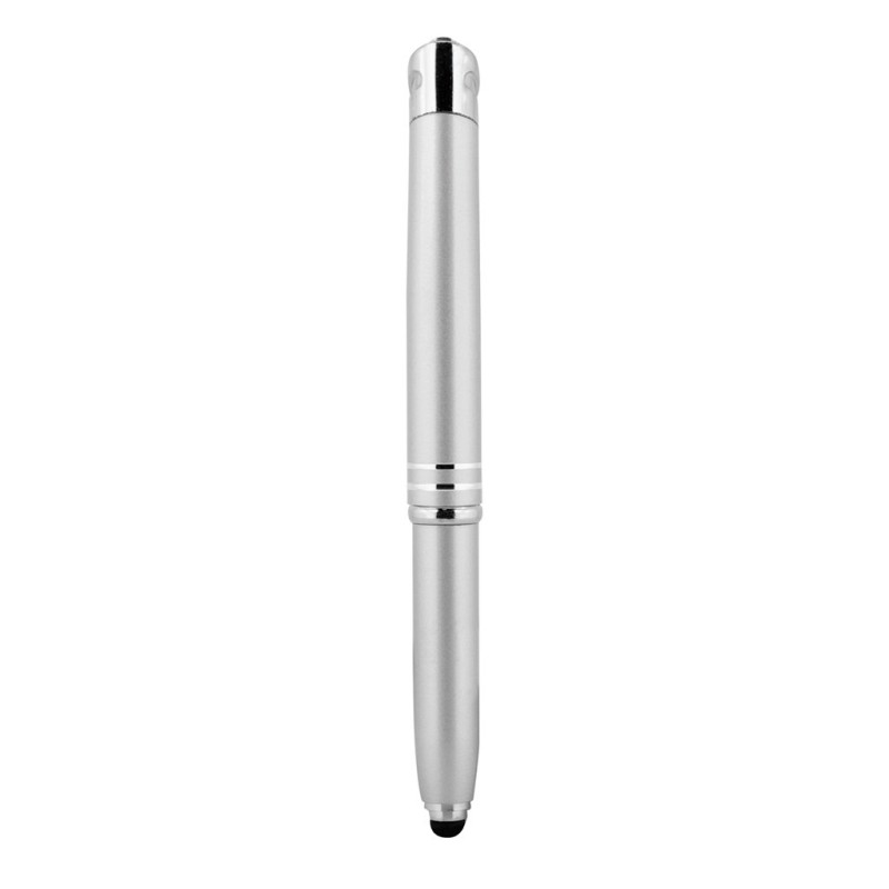 Penna a sfera touch screen e luce in alluminio e metallo grigia personalizzata B11306GR