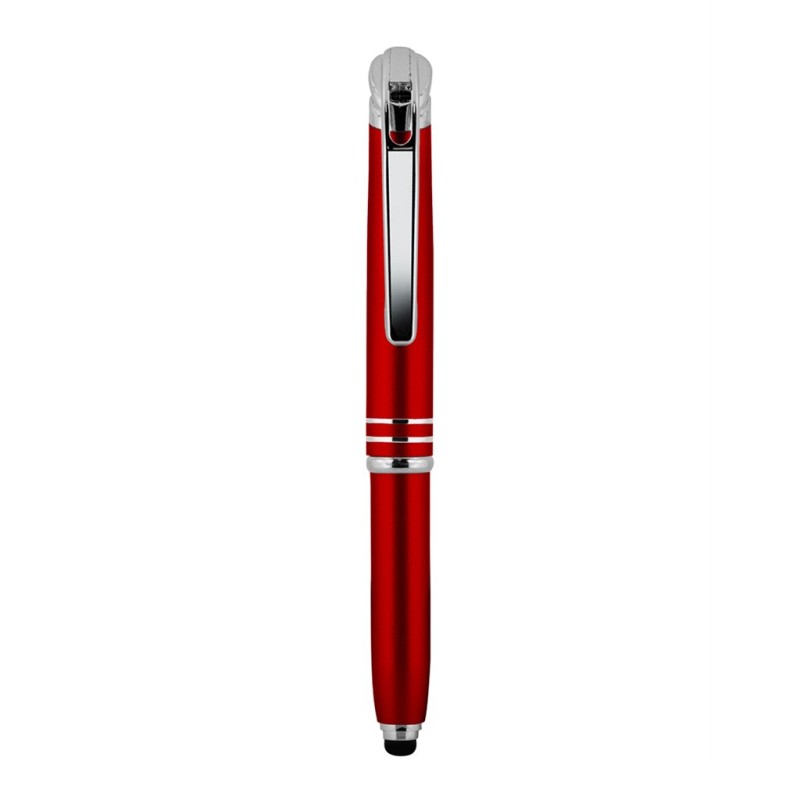 Penna a sfera touch screen e luce in alluminio e metallo rossa personalizzata B11306R