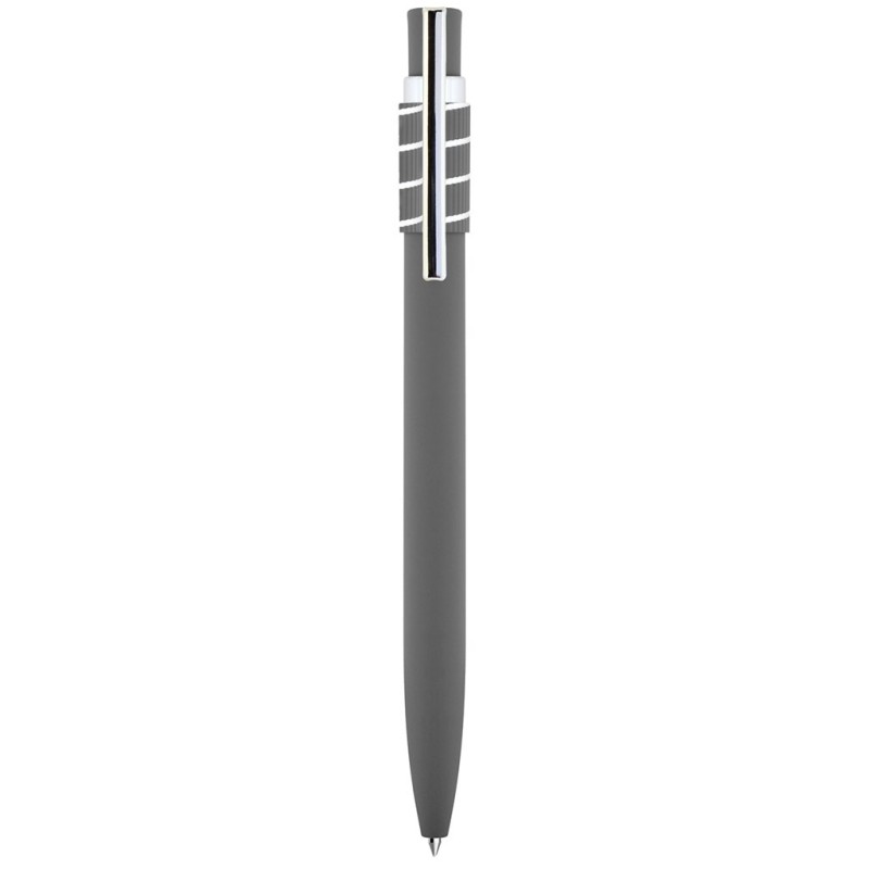 Penna a sfera in metallo ed alluminio con antistress fidget spinner grigia personalizzata B11307GR