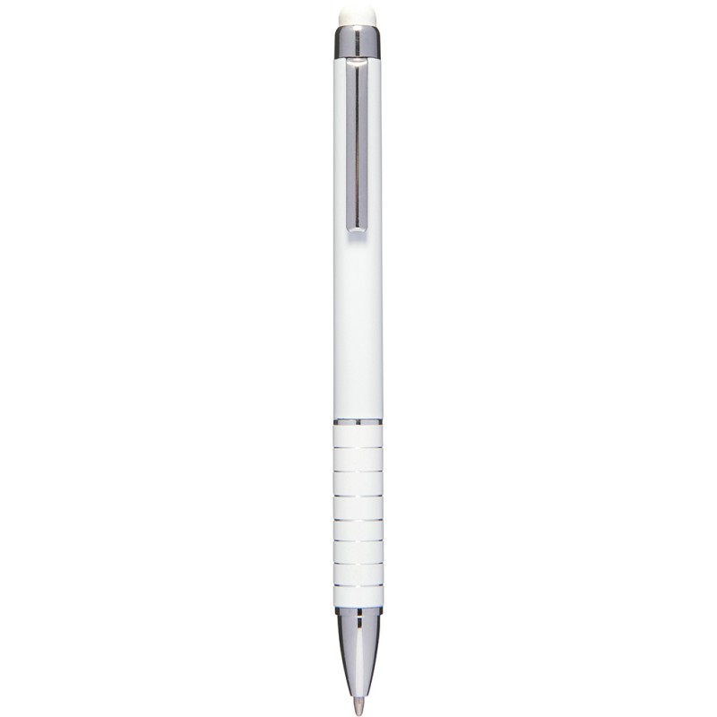Mini penna  a sfera con touch screen in plastica e metallo bianca personalizzata B11168B