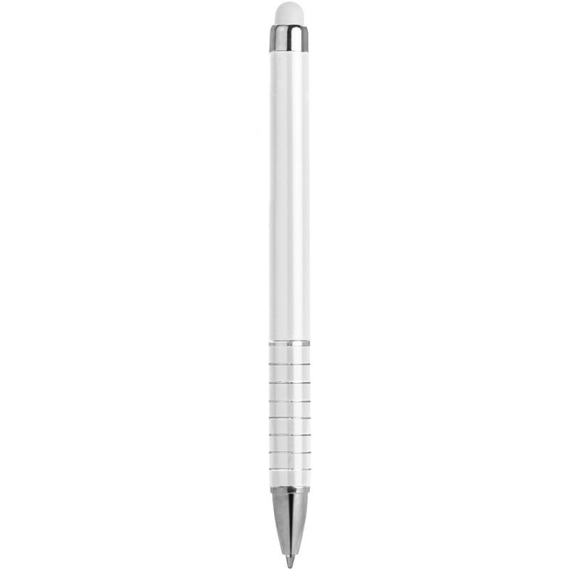 Mini penna  a sfera con touch screen in plastica e metallo bianca personalizzata B11168B