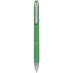 Mini penna  a sfera con touch screen in plastica e metallo verde personalizzata B11168V