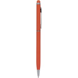 Penna a sfera con touch screen in alluminio arancione personalizzata B11163A