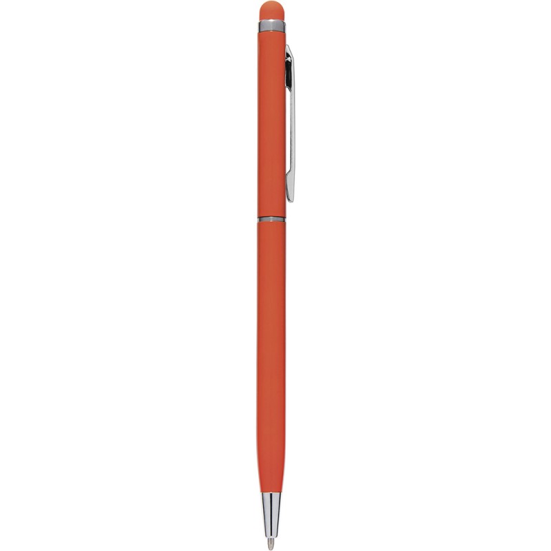 Penna a sfera con touch screen in alluminio arancione personalizzata B11163A