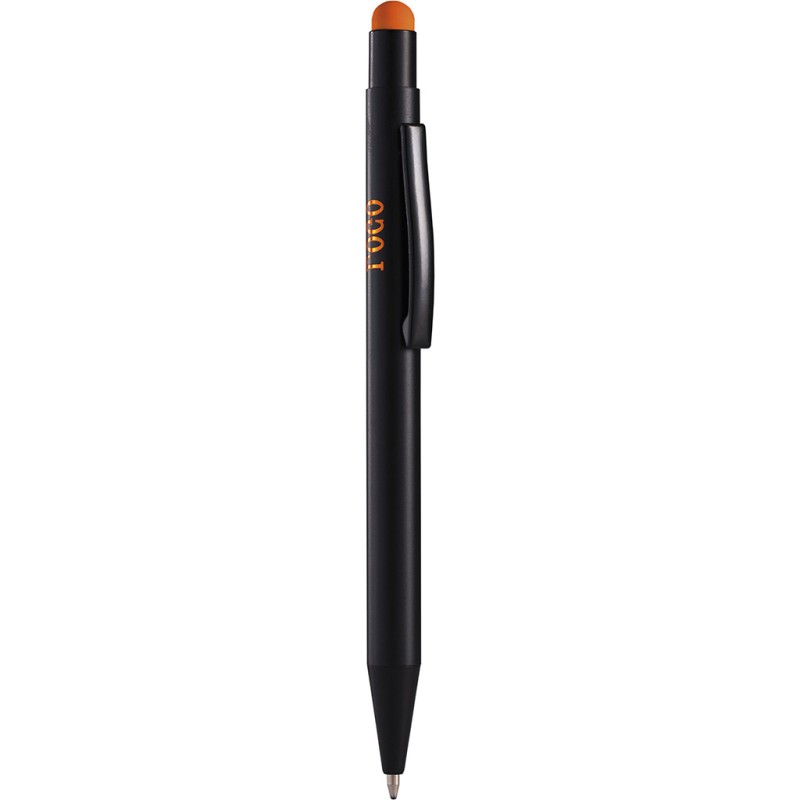 Penna a sfera con touch screen in alluminio arancione personalizzata B11176A