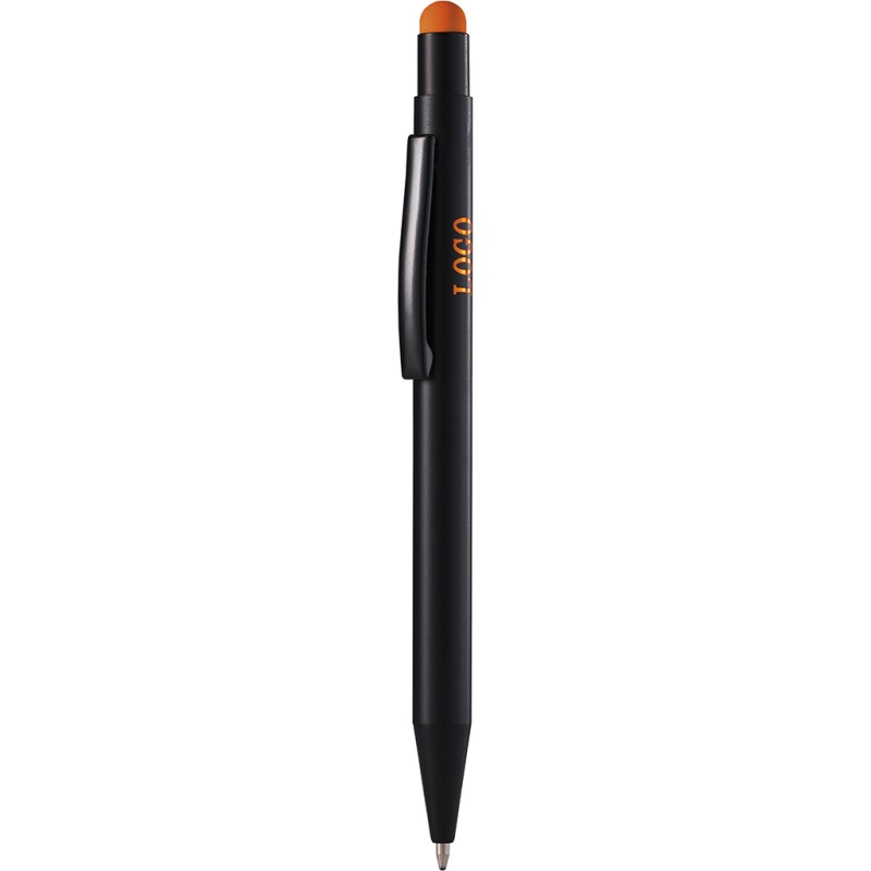 Penna a sfera con touch screen in alluminio arancione personalizzata B11176A