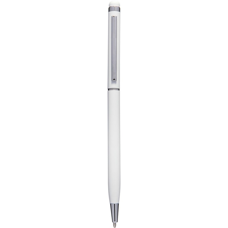 Penna a sfera con touch screen in alluminio bianca personalizzata B11163B