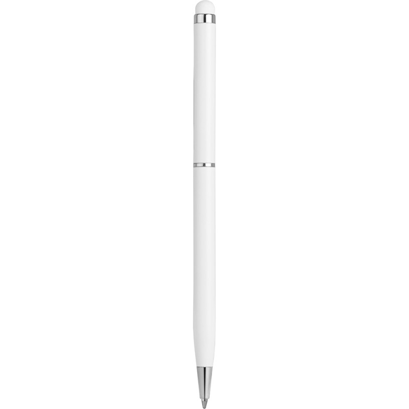 Penna a sfera con touch screen in alluminio bianca personalizzata B11163B