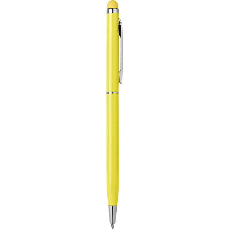 Penna a sfera con touch screen in alluminio gialla personalizzata B11163G