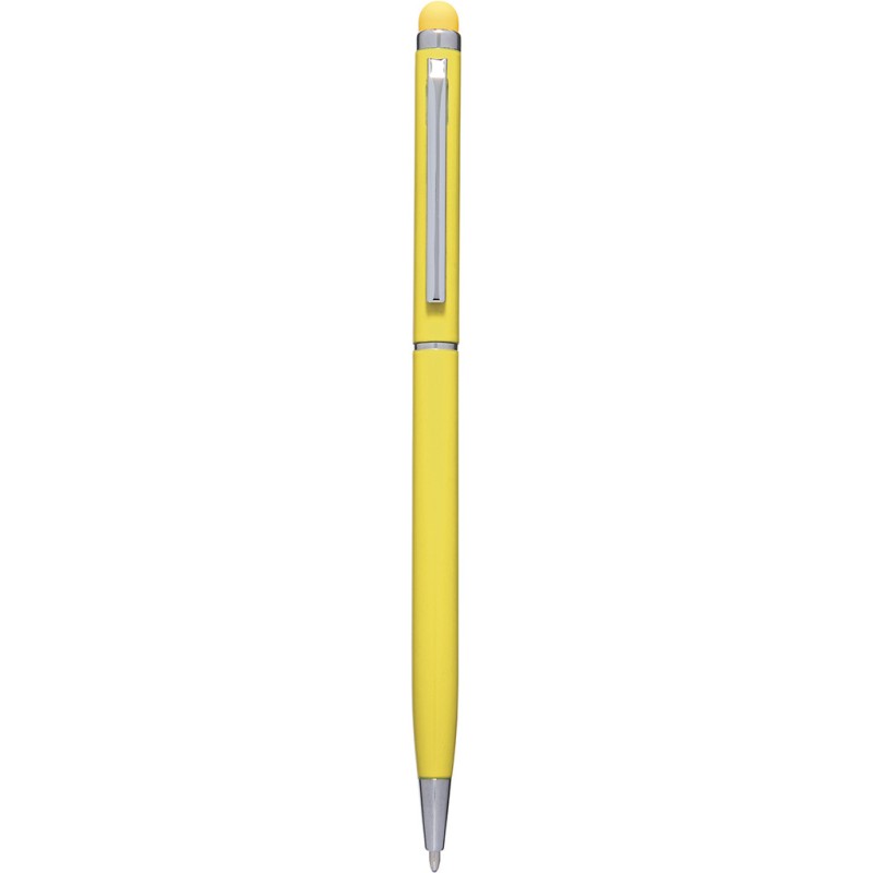 Penna a sfera con touch screen in alluminio gialla personalizzata B11163G