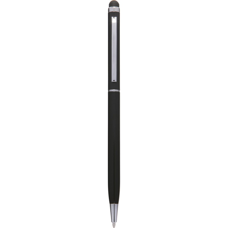 Penna a sfera con touch screen in alluminio nera personalizzata B11163N