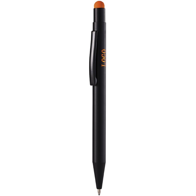 Penna a sfera con touch screen in alluminio arancione personalizzata B11176A