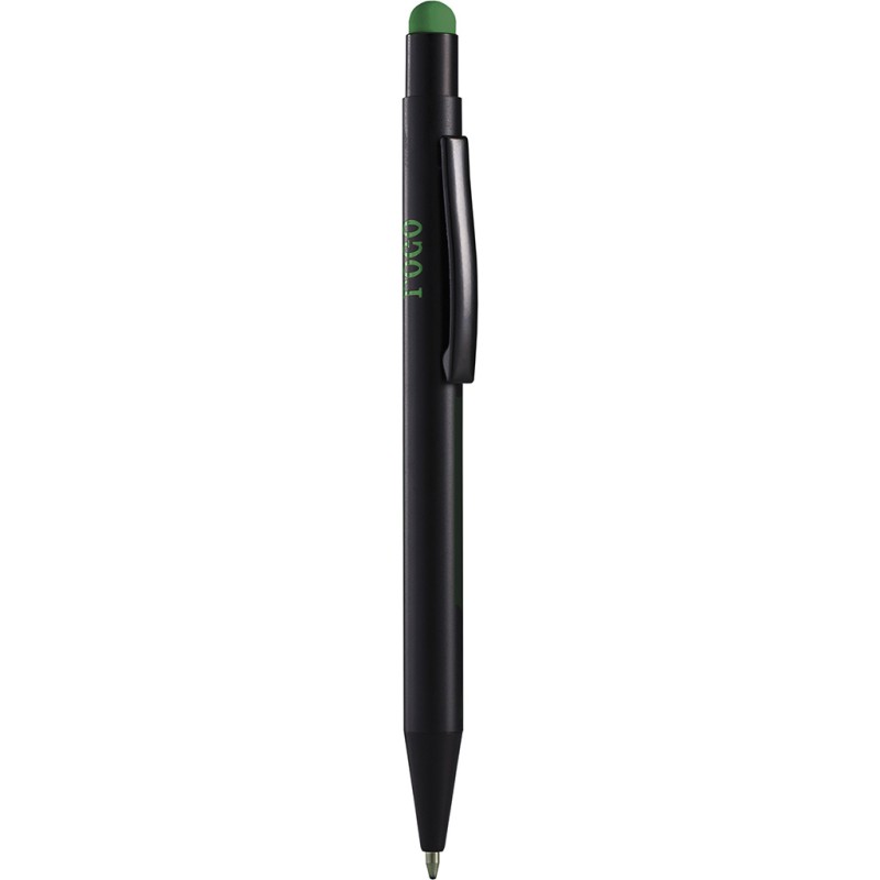 Penna a sfera con touch screen in alluminio verde personalizzata B11176V