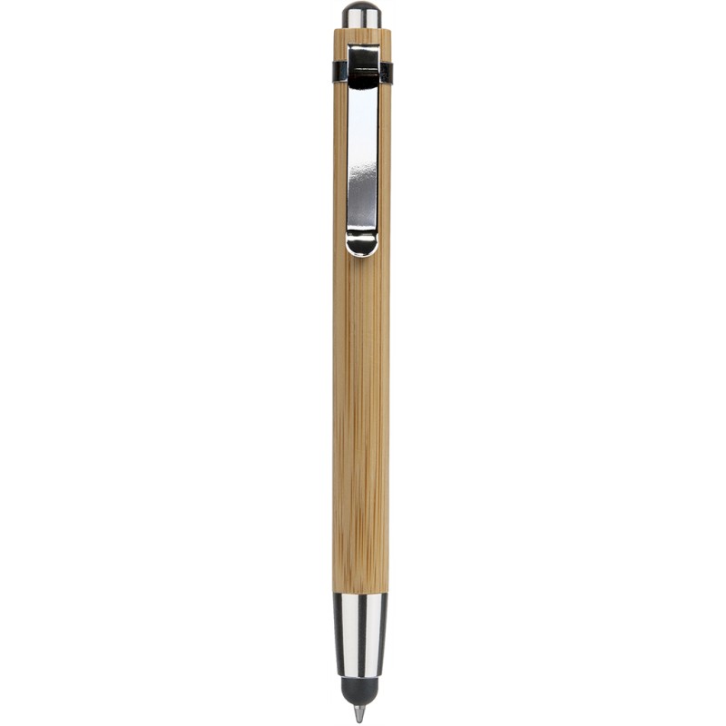 Penna a sfera con touch screen in bamboo personalizzata B11138