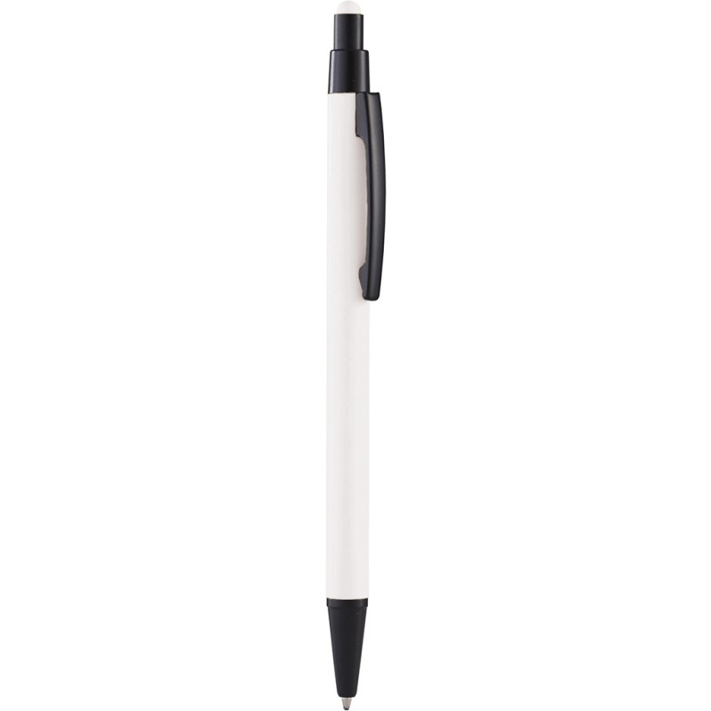 Penna a sfera con touch screen in metallo bianca personalizzata B11227B