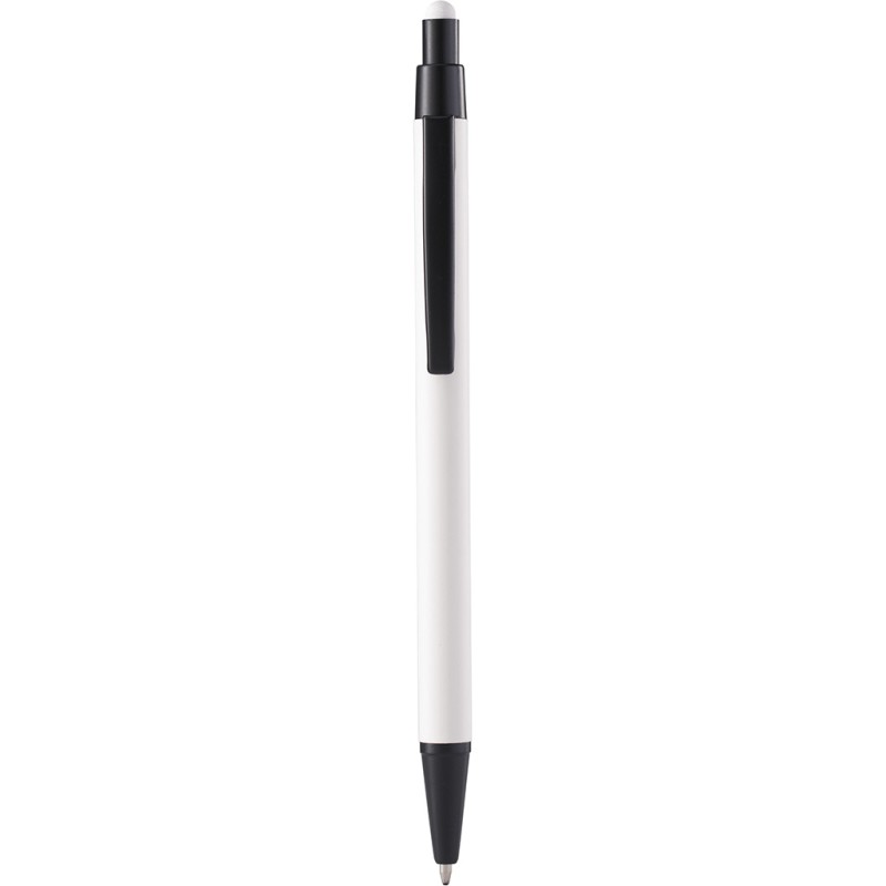 Penna a sfera con touch screen in metallo bianca personalizzata B11227B