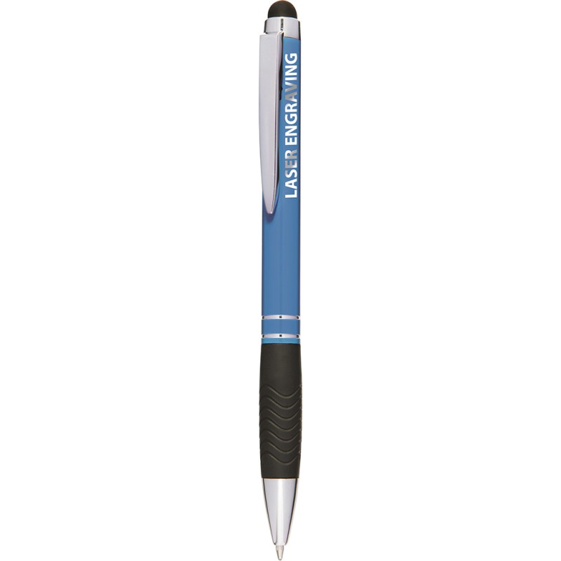 Penna a sfera con touch screen in metallo e plastica blu sky personalizzata B11165SK